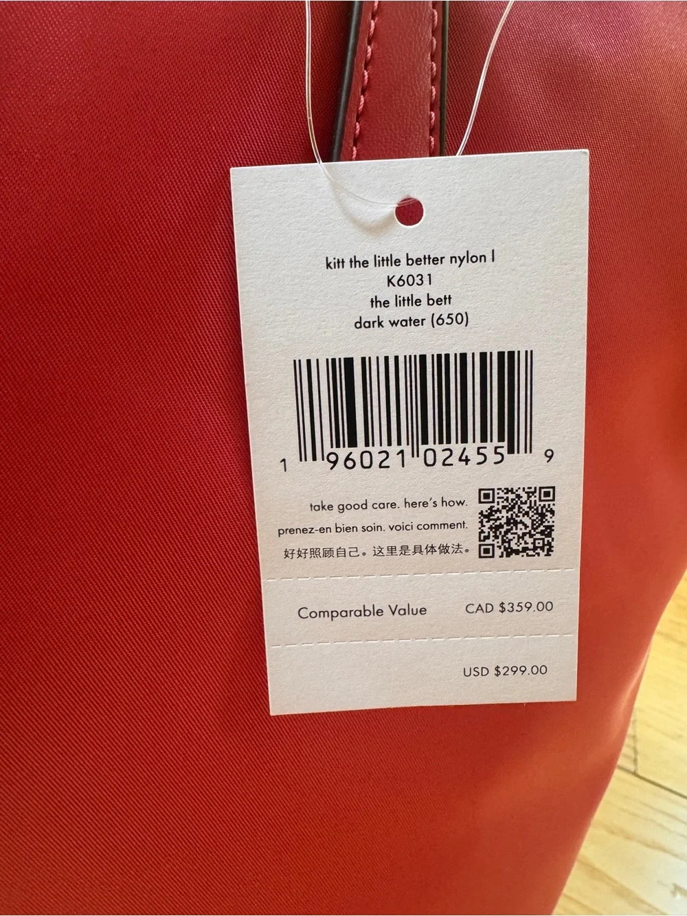 NWT Kate Spade Kitt The Little Better Nylon Tote Dark Water Pink Tote Bag